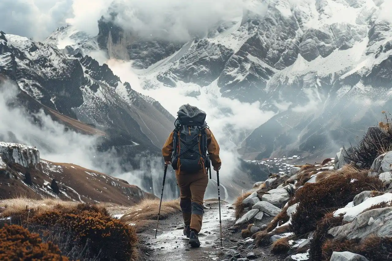 Man hiking in the mountain